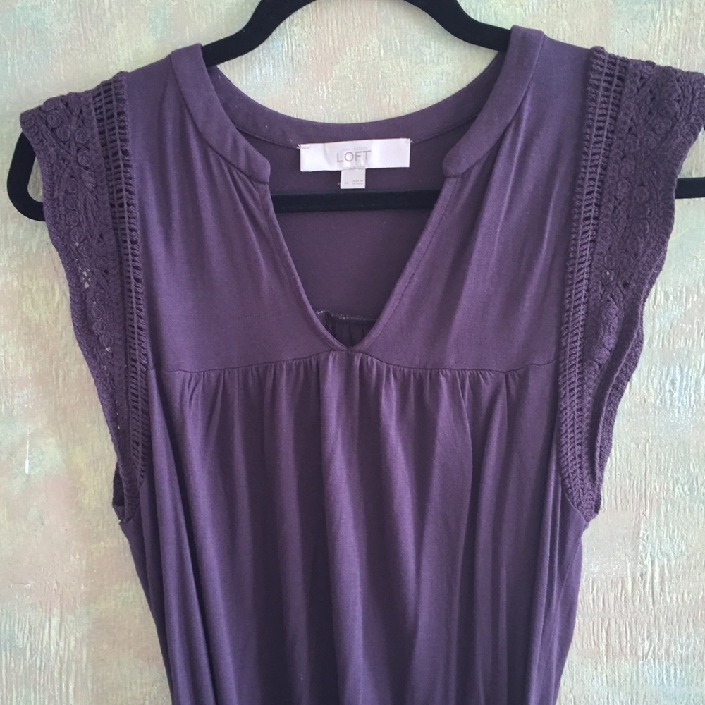 Ann Taylor LOFT purple cap sleeve summer dress, M